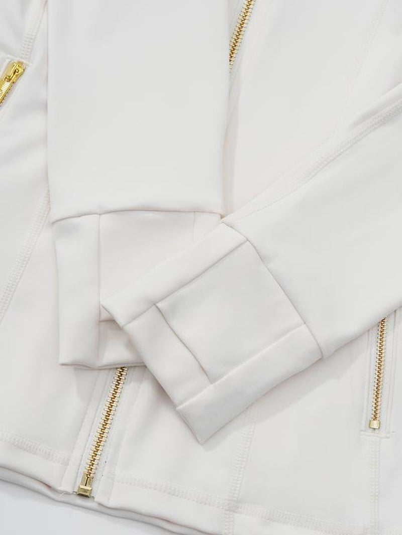 🔥LAST DAY SALE 50% OFF -Golden Zipper ✨ Gardenia Fragrance 🌼 Soft Brushed Women’s Tracksuit Set