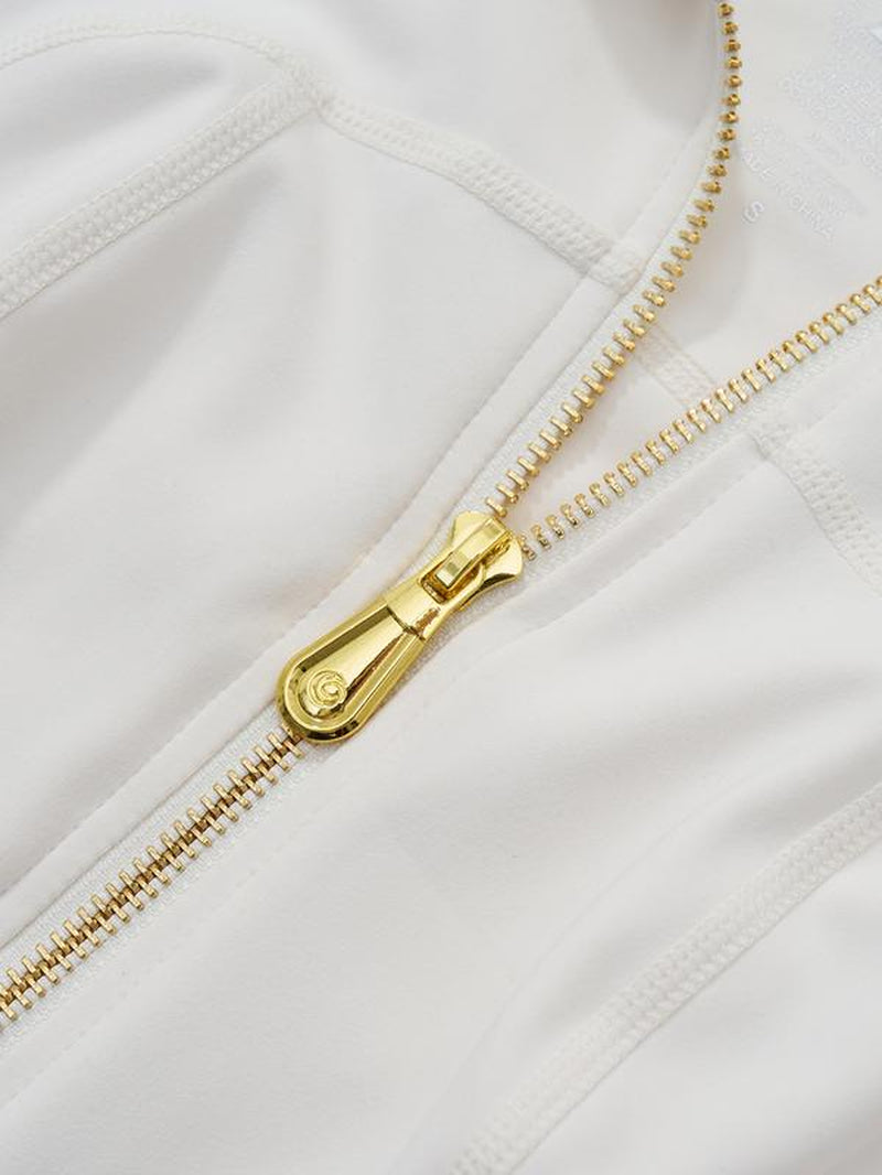 🔥LAST DAY SALE 50% OFF -Golden Zipper ✨ Gardenia Fragrance 🌼 Soft Brushed Women’s Tracksuit Set