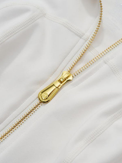 🔥LAST DAY SALE 50% OFF -Golden Zipper ✨ Gardenia Fragrance 🌼 Soft Brushed Women’s Tracksuit Set