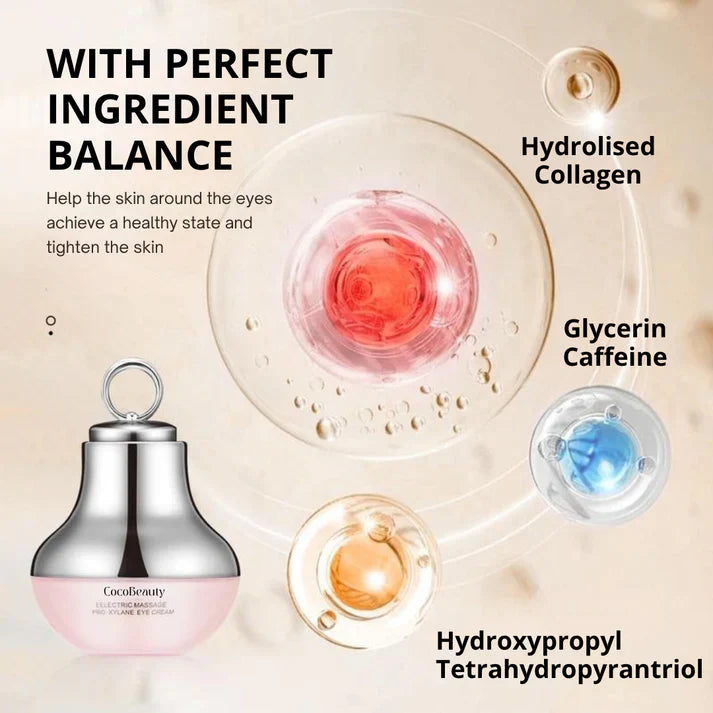 Light Eye Massage Cream                  with Caffeine & Hyaluronic Acid for Dark Circles Firming Fine Lines Hydrating Moisturizing Radiant Skin Care with Red Light Micro-Vibration Head