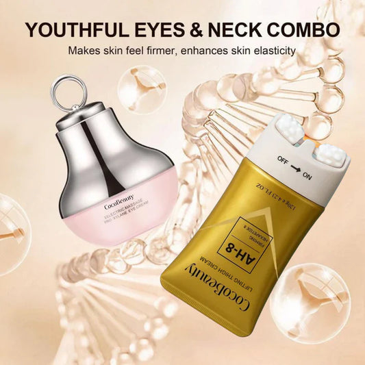 Light Eye Massage Cream                  with Caffeine & Hyaluronic Acid for Dark Circles Firming Fine Lines Hydrating Moisturizing Radiant Skin Care with Red Light Micro-Vibration Head