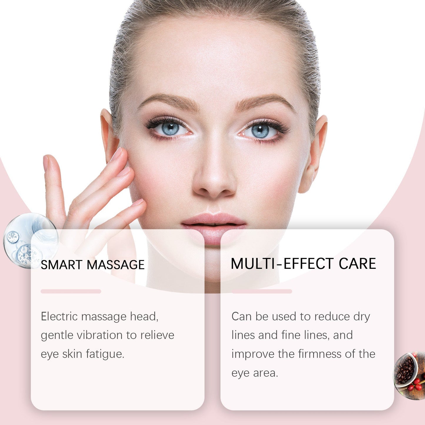 Light Eye Massage Cream                  with Caffeine & Hyaluronic Acid for Dark Circles Firming Fine Lines Hydrating Moisturizing Radiant Skin Care with Red Light Micro-Vibration Head