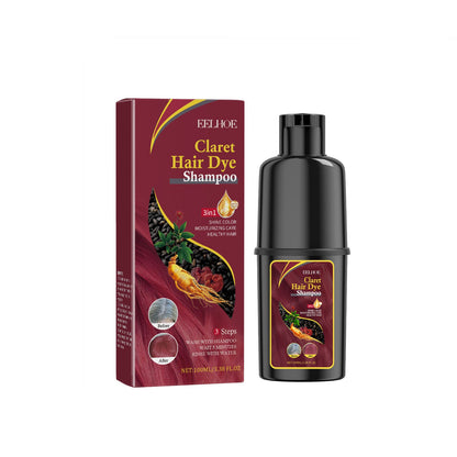 3 in 1 Black Hair Dye Shampoo - Herbal Ingredients Can cover gray hairs, Contains Ginseng Extract, Natural Haircoloring