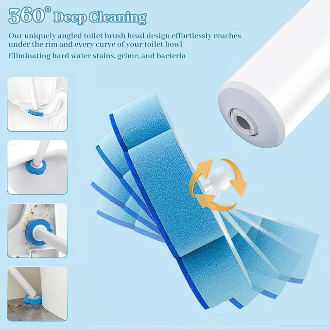 Toilet Scrubber Kit with Self-Cleaning Disposable Pads – No Pre-Rinse, No Mess, No Odor, Simplifies Bathroom Hygiene