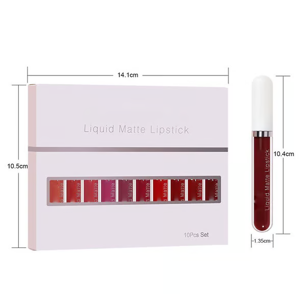 ❤️10Pcs Liquid Matte Matt Lipstick Set, Long Lasting Lipstick 24 hour Waterproof Lip Gloss